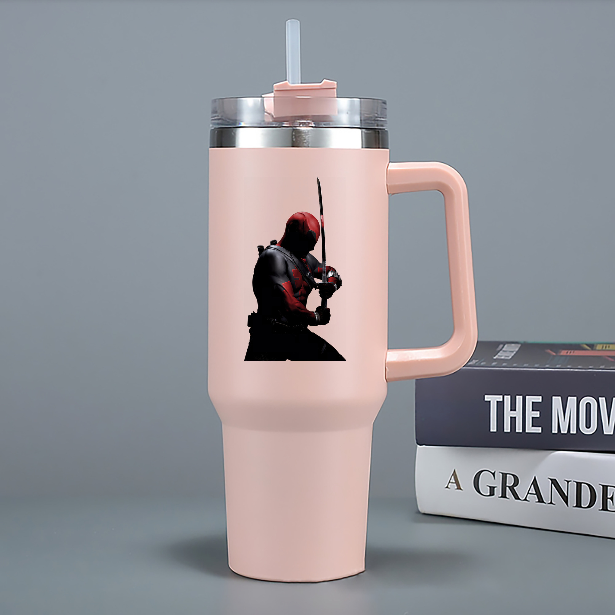（画像用） Deadpool デッドプール 1200mL車用タンブラー - クリスタルステッカー（プラスチックストロー付き）